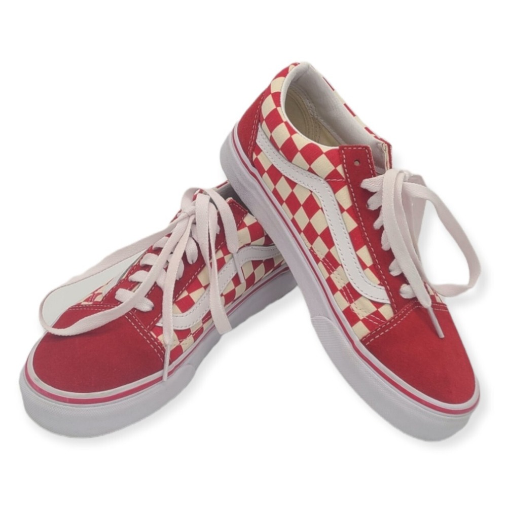 VANS Old Skool Red Size 7 Women Checkered Low-Top Skate Sneakers